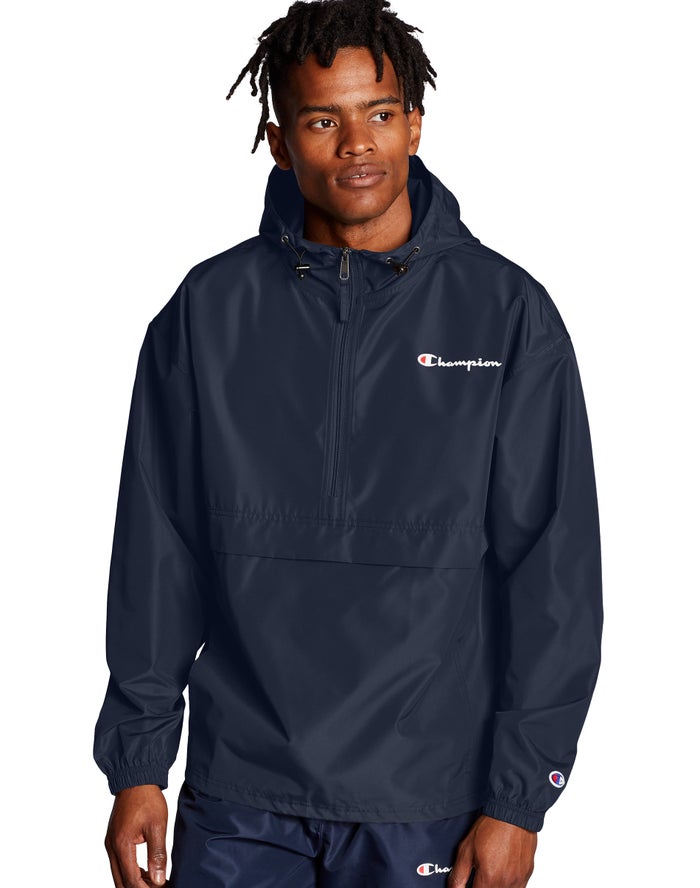 Champion Jas Heren - Donkerblauw - Packable Script Logo ( 164285-YWQ )